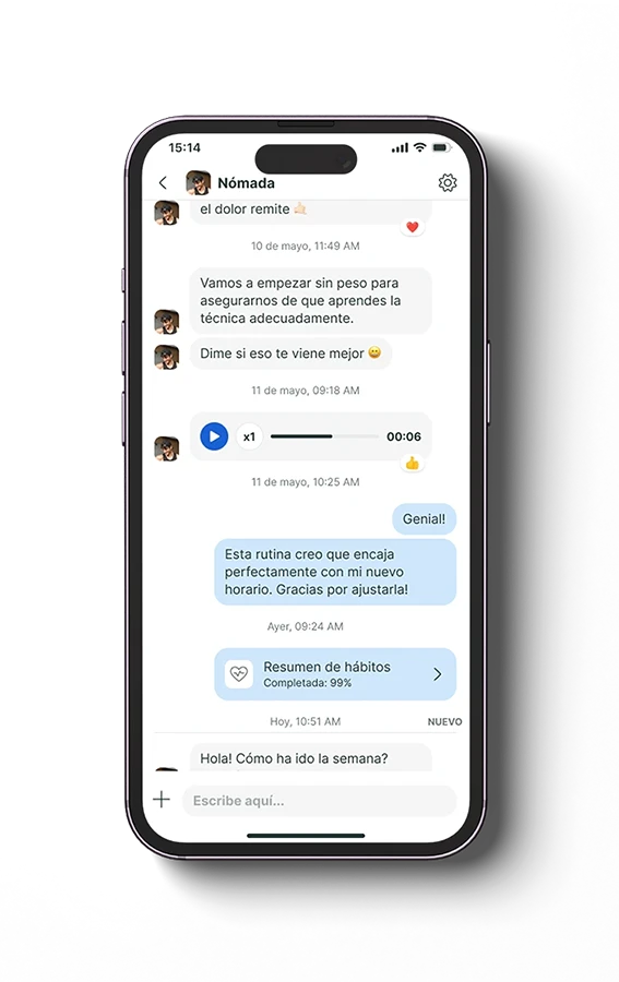 Mockup de la app sección del chat
