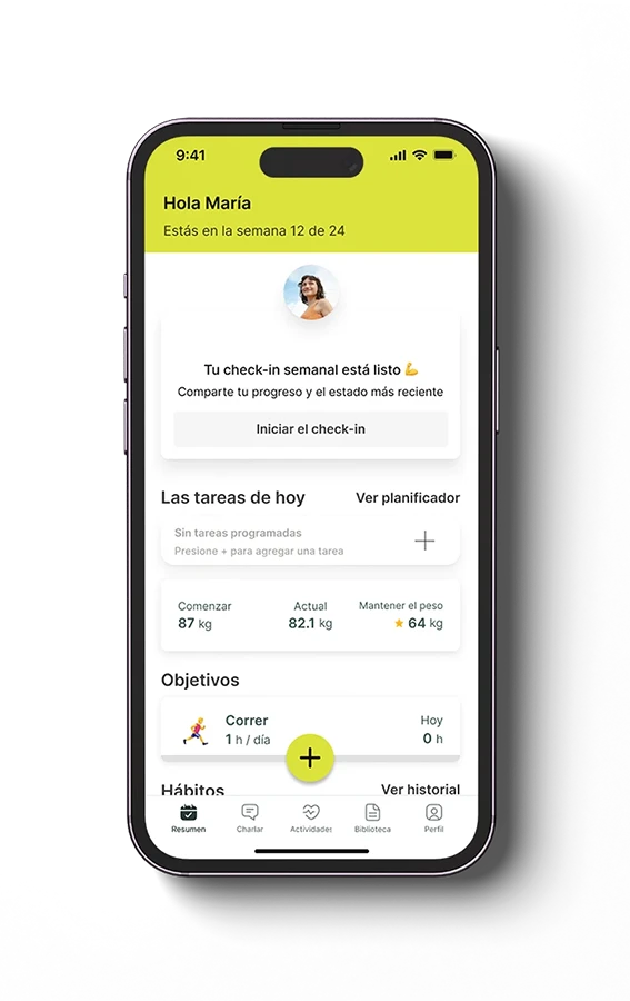 Mockup de la app sección de la pantalla principal