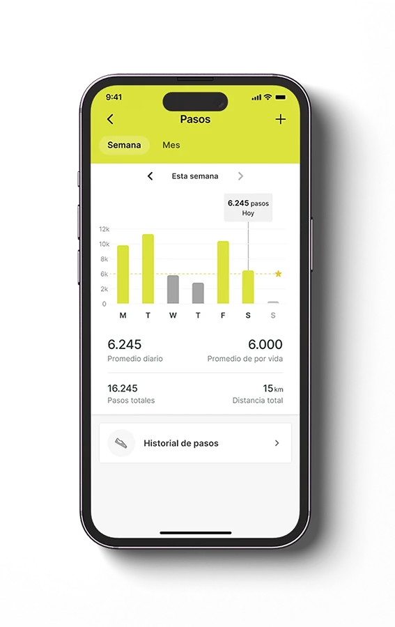 Mockup de la app sección de los pasos