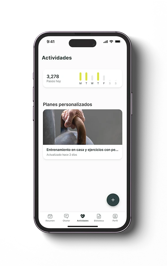 Mockup de la app sección del entrenamiento